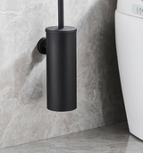 SteelClean Luxe Toiletborstel met Wandhouder – Zwart RVS Design