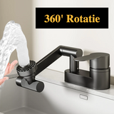 AquaTwist Duo-Flex Wastafelmengkraan – 360° Draaiende Tweegatskraan voor Warm & Koud Water