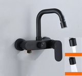 AquaJet Zwart Messing Wandkraan met Zijspuit