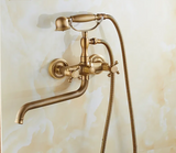 ZGRK Luxe Retro Douchekraan Set – Messing Wandmodel met Handdouche & Verlengde Uitloop