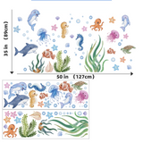 SeaWorld Oceaan Dieren Muurstickers – Onderwaterwereld Kinderkamer Decoratie met Schildpad, Dolfijn & Meer