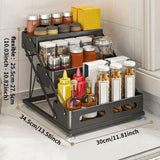 SpiceTower 3-laags Opvouwbaar Keukenrek – Metalen Kruidenrek & Hoek Organizer – Vrijstaand, Stevig & Stijlvol Zwart
