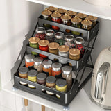 SpiceTower 3-laags Opvouwbaar Keukenrek – Metalen Kruidenrek & Hoek Organizer – Vrijstaand, Stevig & Stijlvol Zwart