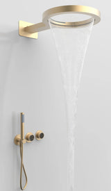 Luxe Douchekraan Set – Rond Design | 5 Kleuren | Messing | Regenval