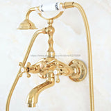 Luxe Gouden Messing Badkraan – Wandmontage met Handdouche