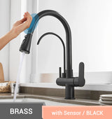 Touch Sensor Wastafelkraan – Uittrekbaar | Chroom | Dubbele Handgreep | Koud & Warm Water