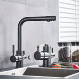 Keukenkraan met Filterfunctie – Enkel Handvat | Chroom/Zwart | Warm & Koud Water | Dekgemonteerd