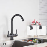 Keukenkraan met Filterfunctie – Enkel Handvat | Chroom/Zwart | Warm & Koud Water | Dekgemonteerd