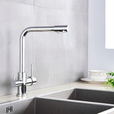 Keukenkraan met Filterfunctie – Enkel Handvat | Chroom/Zwart | Warm & Koud Water | Dekgemonteerd