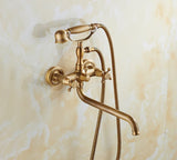 ZGRK Luxe Retro Douchekraan Set – Messing Wandmodel met Handdouche & Verlengde Uitloop