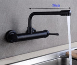 AquaTurn Zwarte Wandkraan – 360° Draaibare Keukenkraan