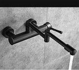 AquaTurn Zwarte Wandkraan – 360° Draaibare Keukenkraan