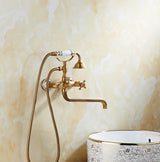 ZGRK Luxe Retro Douchekraan Set – Messing Wandmodel met Handdouche & Verlengde Uitloop