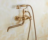 ZGRK Luxe Retro Douchekraan Set – Messing Wandmodel met Handdouche & Verlengde Uitloop