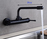 AquaTurn Zwarte Wandkraan – 360° Draaibare Keukenkraan