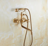 ZGRK Luxe Retro Douchekraan Set – Messing Wandmodel met Handdouche & Verlengde Uitloop