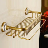 RoyalRetro Antiek Messing Badkamer Accessoireset met Porselein