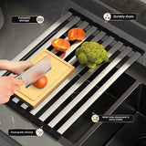 FlexiRack – Uitschuifbaar & Opvouwbaar 304 RVS Afdruiprek voor Spoelbak