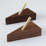 TriLuxe Driehoek Wandhaak – Messing & Massief Hout