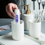 ScandiLuxe Scandinavische Badkamerset – 4-delige Keramische Wasset met Tandenborstelbeker