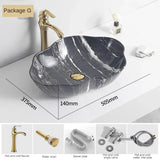 Ovale Keramische Wastafel met Marmerpatroon – Tafelbladmodel | Licht Luxe Design | 12L