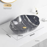 Ovale Keramische Wastafel met Marmerpatroon – Tafelbladmodel | Licht Luxe Design | 12L