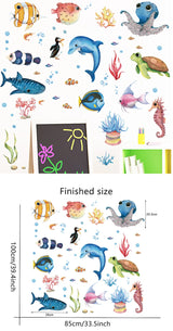 SeaWorld Oceaan Dieren Muurstickers – Onderwaterwereld Kinderkamer Decoratie met Schildpad, Dolfijn & Meer