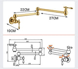 RoyalPour – Luxe Goudkleurige Uitschuifbare Pot Filler Wandkraan