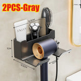 Multifunctionele Haardrogerhouder – Wandmontage | Zonder Boren | Met Plugopslag | ABS Kunststof