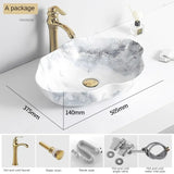Ovale Keramische Wastafel met Marmerpatroon – Tafelbladmodel | Licht Luxe Design | 12L
