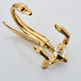 Klassieke Gouden Bad- & Douchekraan – Dubbele Handgreep | Wandmontage | Messing | Inclusief Slangen