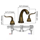 Wastafelkraan – 8 Inch Spreiding | Antiek Messing | Dubbele Handgreep | Drie-gaten Installatie