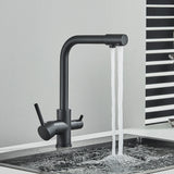 Keukenkraan met Filterfunctie – Enkel Handvat | Chroom/Zwart | Warm & Koud Water | Dekgemonteerd