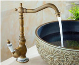 Antieke Wasbakkraan – 360° Draaibaar | Warm & Koud Water | Gouden Afwerking