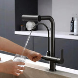 Messing Keukenkraan met Gefilterde Uitloop | Enkel Handvat | Geborsteld