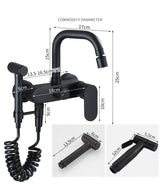 AquaJet Zwart Messing Wandkraan met Zijspuit