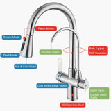Vrijstaande Keukenkraan – Dubbele Handgreep | Geborsteld RVS | Warm & Koud Water