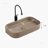 Rechthoekige Keramische Wastafel – Mat Afgewerkt | 9L Capaciteit | Bovenop het Aanrecht | Nordic Stijl