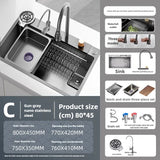 Keukenaccessoires Wastafel Grote Versterkte Roestvrijstalen Wastafel Enkele Groente Wastafel