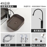 Rechthoekige Keramische Wastafel – Mat Afgewerkt | 9L Capaciteit | Bovenop het Aanrecht | Nordic Stijl