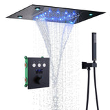 Thermostatische Douchekraan met LED Display – Ingebouwde Smart Functie | Vierkante Douchestraal | Messing | Zwart