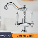 Antiek Messing Waskraan Industriële Stijl Enkele Gat Dubbele Handgreep