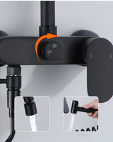 AquaJet Zwart Messing Wandkraan met Zijspuit