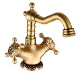 Antiek Messing Waskomkraan – Gegraveerd | Enkel Handvat | Warm & Koud Water