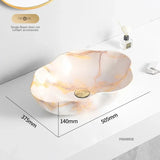 Ovale Keramische Wastafel met Marmerpatroon – Tafelbladmodel | Licht Luxe Design | 12L