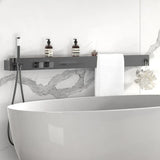 Super Luxe Wandmontage Douchesysteem met Opbergrek en Handdoekhouder – Geborsteld Gun Grijs