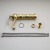 Luxe Handgeschilderde Keramische Wastafel met Gouden Kraan – Rond | Tafelmodel | Inclusief Pop-up Afvoer