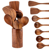 EcoWood – Luxe Houten Keukengerei Set met Opbergemmer