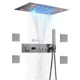 Thermostatische Douchekraan met LED Display – Ingebouwde Smart Functie | Vierkante Douchestraal | Messing | Zwart