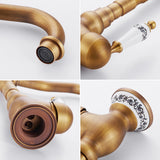 Antieke Messing Keukenkraan met Keramische Handgreep – 360° Draaiend | Traditioneel Design